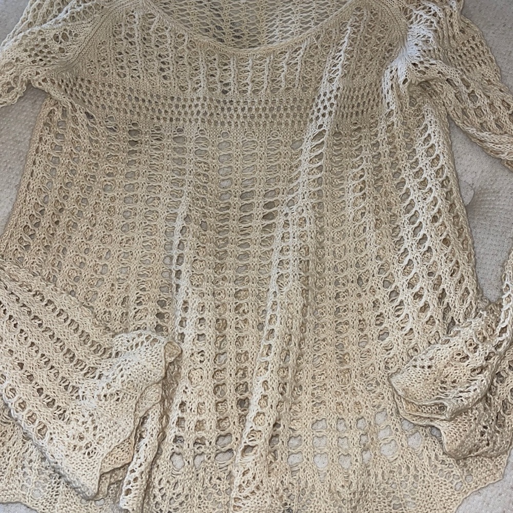 Free people creme woven a-line top designed with crochet cotton blend size S/P